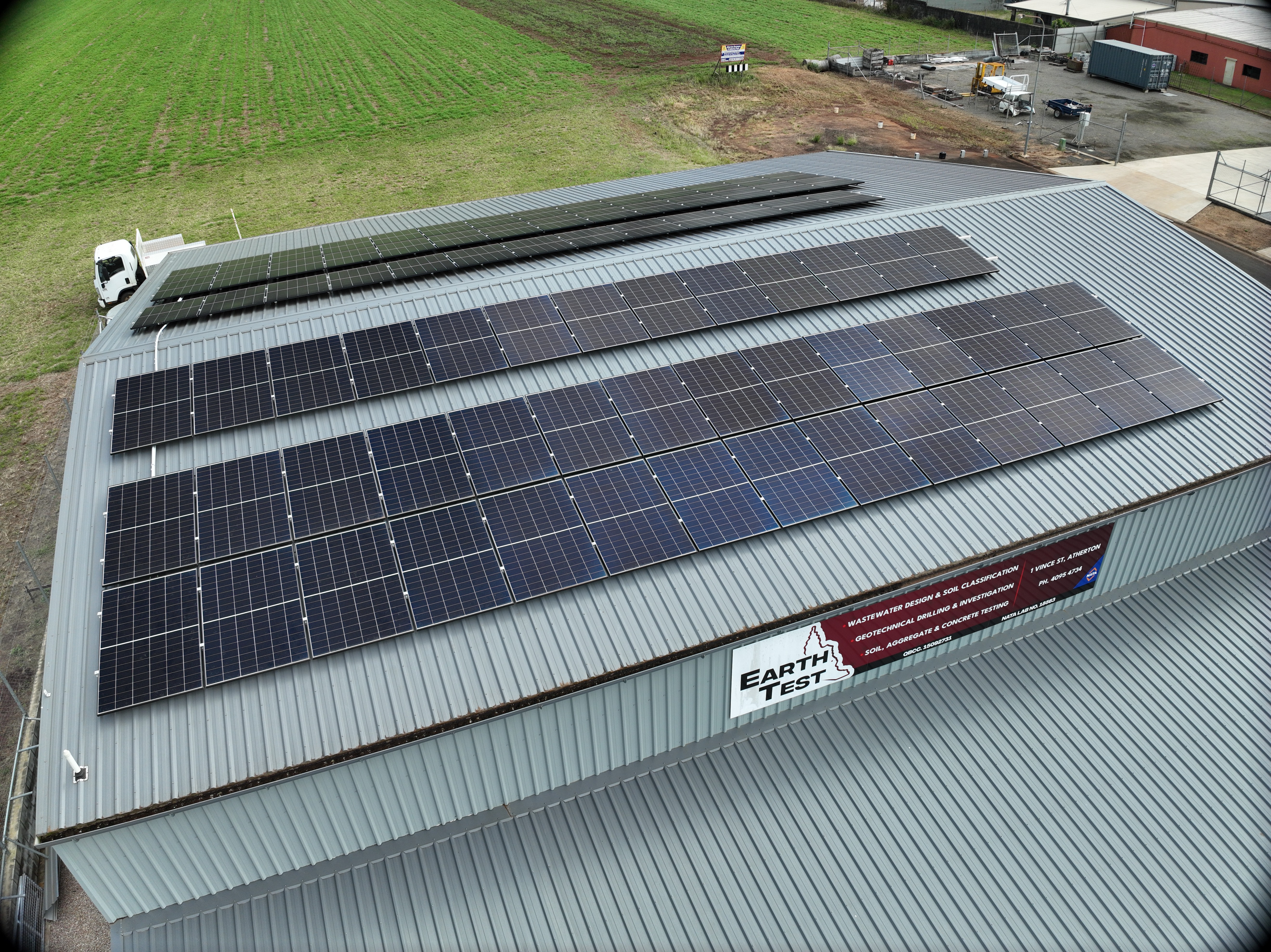Rooftop solar array — aerial view